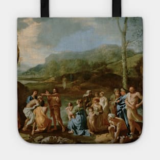 Saint John Baptizing in the River Jordan by Nicolas Poussin Tote