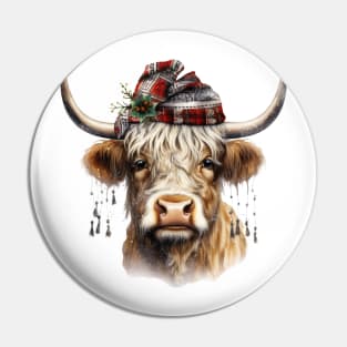 Christmas Highland Cow Pin