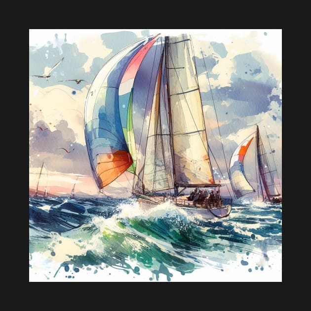 Abstract looking illustration of a sailboat race by WelshDesigns