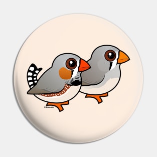 Cute Zebra Finch Pair Pin