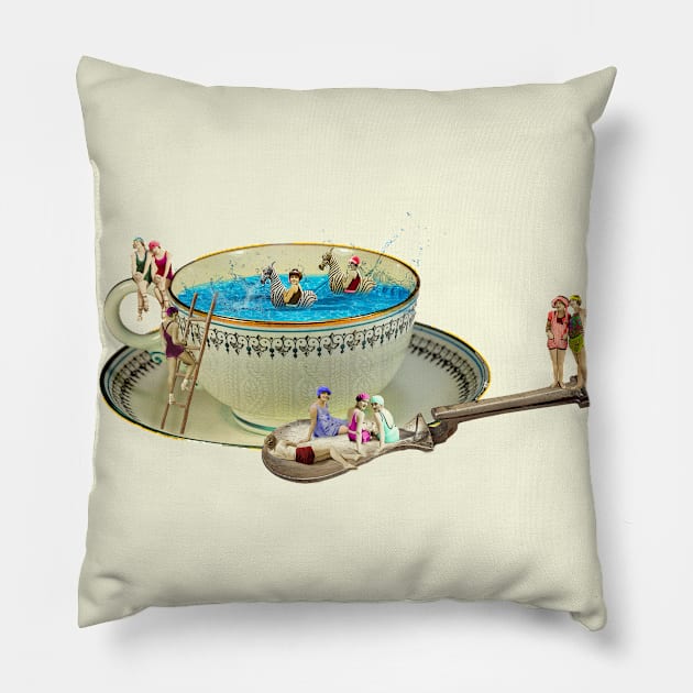 Flappers on my tea cup Pillow by PrivateVices