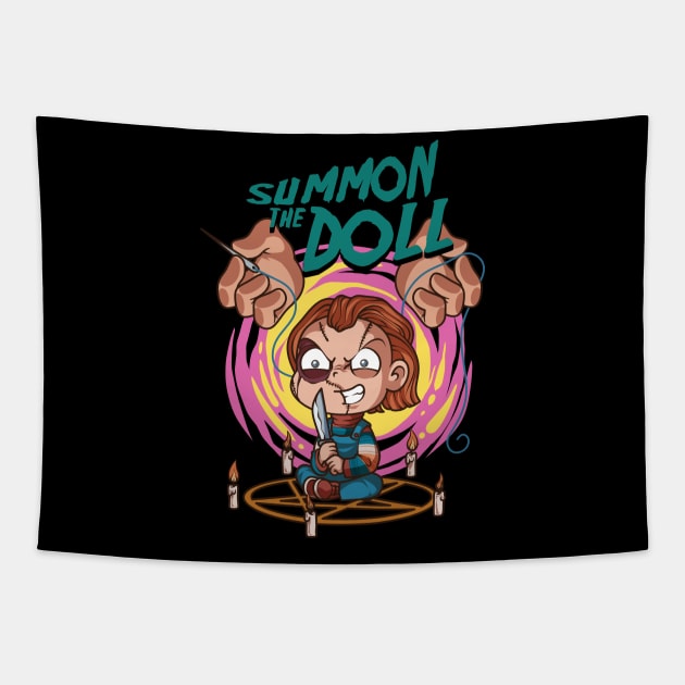 chucky summon of the doll Tapestry by namanyastudios