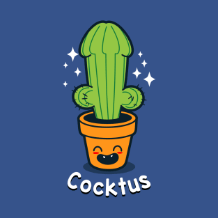 Cocktus Funny Cock Dick Shaped Cactus Plant Cartoon T-Shirt