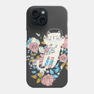 Cute Cat Austronaut Dreamer with Flowers Phone Case