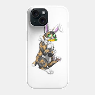 Bobtail BunnyCat: Tortie-Tabby (White) Phone Case