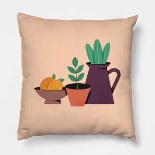 Minimal Plants With Pots Still Life Pillow