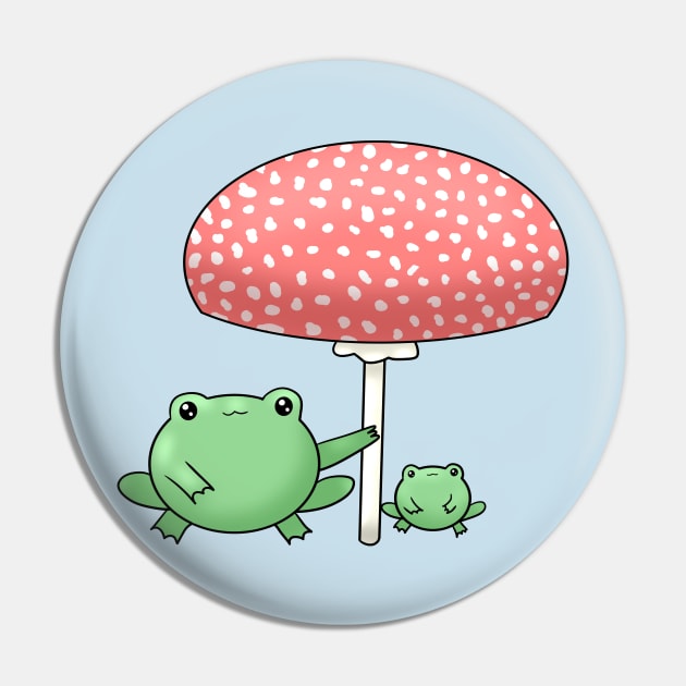 Cute Frogs Under A Mushroom Pin by TheQueerPotato