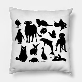 ANIMALS PATTERN Black Silhouette Pet Animal Cool Style Pillow