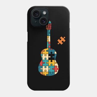 Retro Style Puzzle Classical Guitar Silhouette Phone Case