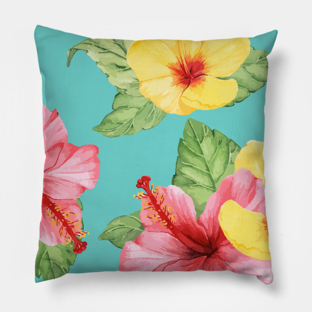 Colorful Summer Hibiscus Flowers - Hibiscus Flowers - Pillow | TeePublic