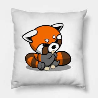 Red Panda Eating Buns! Pillow