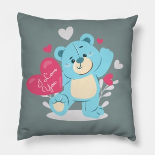 Bear With Heart Valentines Day Pillow