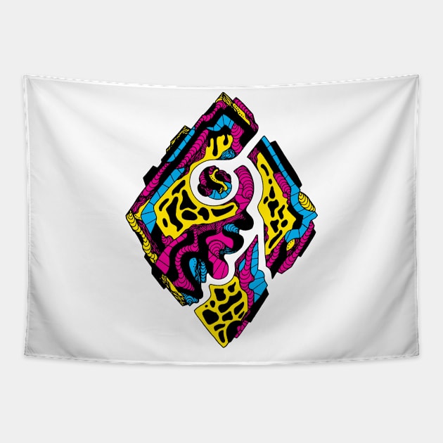 CMYK Abstract Rhombus Tapestry by kenallouis