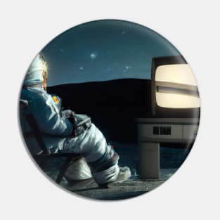 Astronaut watching TV Pin