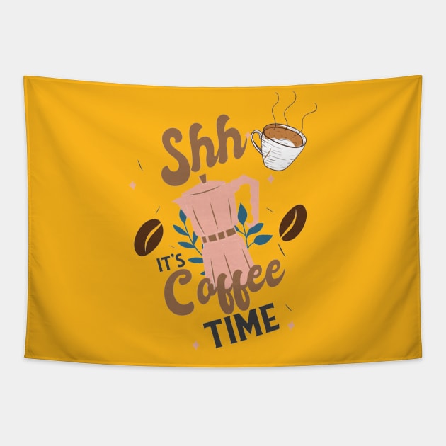 Its Coffee Time With Mug & Coffee Beans Tapestry by A.S1