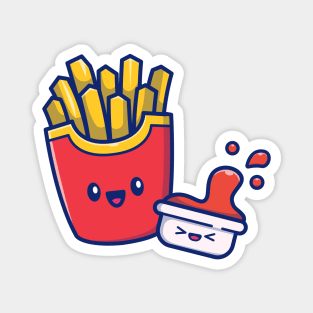 Cute French Fries With Sauce Magnet