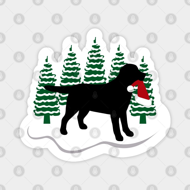 Black Labrador Snow and Christmas Magnet by HappyLabradors