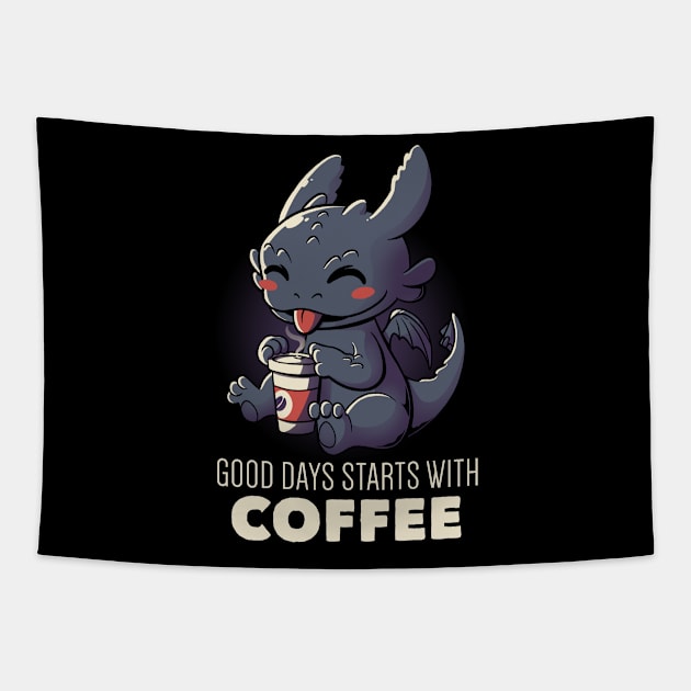 Good Days Starts With Coffee Funny Cute Gift Tapestry by eduely