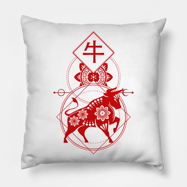 Chinese, Zodiac, Ox, Astrology, Star sign, Stars Pillow by Strohalm