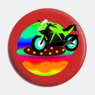 Green Motorcycle Pin