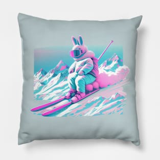 Skiing Bunny Pillow