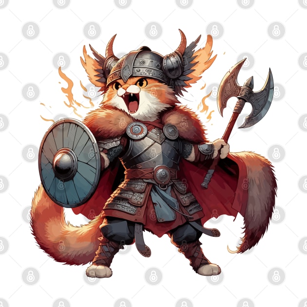 Funny Viking Warrior Cat Norse Mythology Anime Portrait by TomFrontierArt