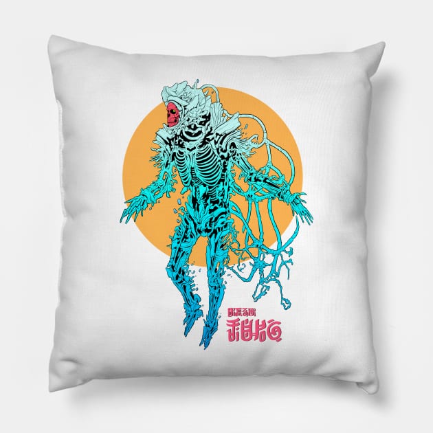 Psychedelic Necronaut Pillow by Tim Molloy Art