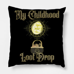 My Childhood Loot Drop Golden Easter Egg Design Pillow