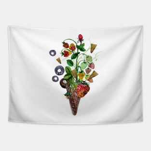 Strawberries in ice cream cone Tapestry