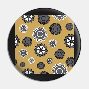 Modern Gears on Yellow background Pin