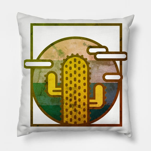 Vintage Cactus Flower Desert Types Pillow by ChristianShirtsStudios