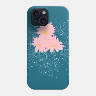 Pink Spring Flowers - Green Phone Case