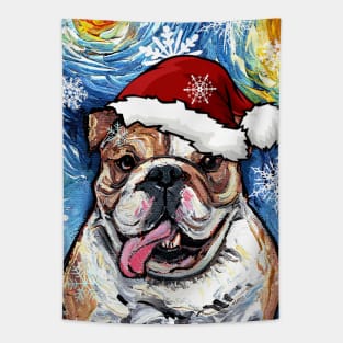 Bulldog Santa Tapestry