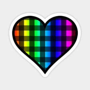 Black and Rainbow Buffalo Plaid Heart Magnet