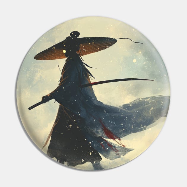 Blue Eye Samurai - Vintage Stylized Poster Pin by Retro Travel Design