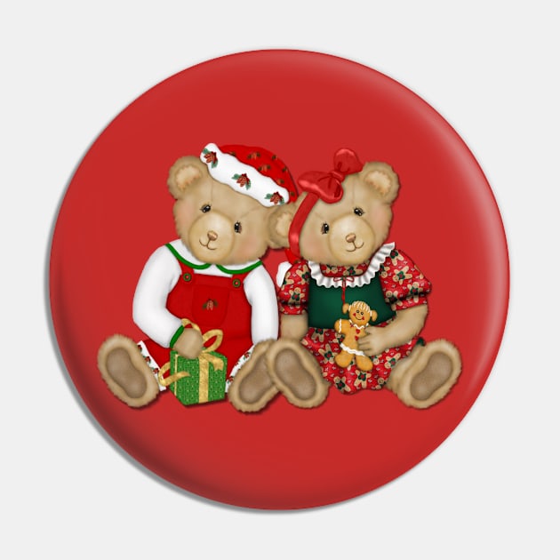 Teddy Bears Beary Merry Christmas Pin by SpiceTree