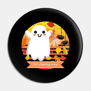 Halloween Cute Ghost Fall Cleaning Crew Pin