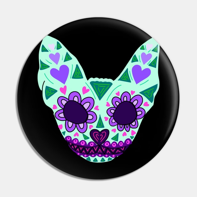 Sugar Skull Cat Pin by SchlockHorror