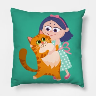 Cat hugs Pillow