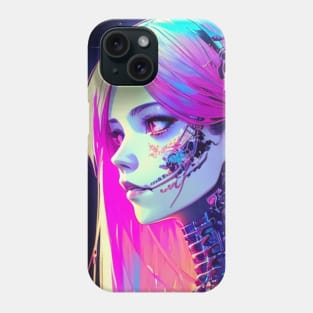 Cyberpunk Anime Skeleton Futuristic Mecha Robot Space Girl Cute Kawaii Phone Case