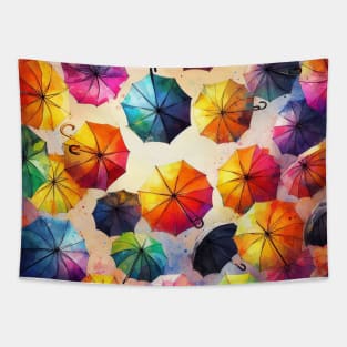 Psychedelic looking abstract illustration of umbrellas Tapestry