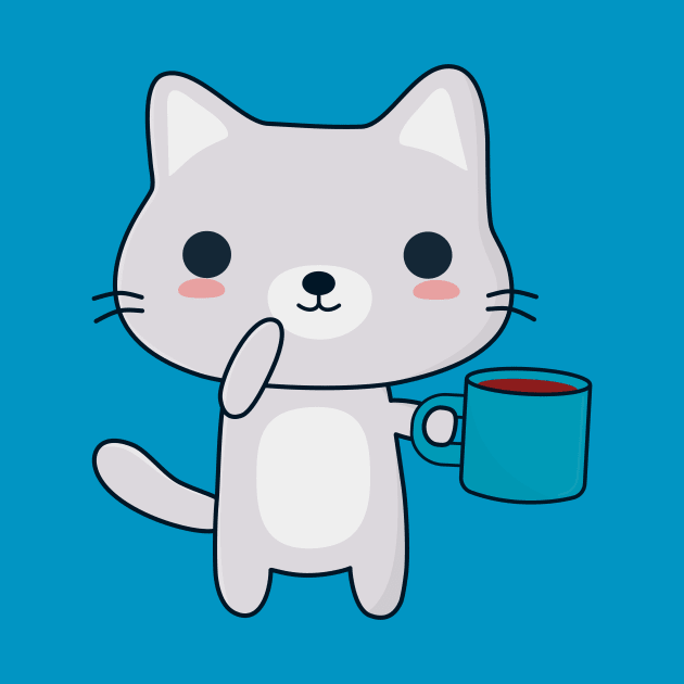 Cute Coffee Cat T-Shirt by happinessinatee