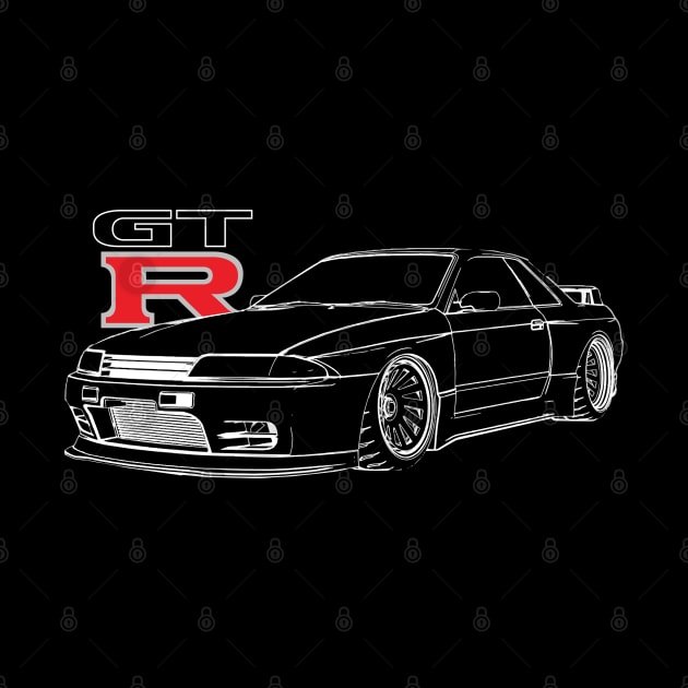 R32 GTR Skyline - Line Graphic by cowtown_cowboy