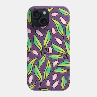 Spring mood fresh leaves and seeds summer purple pattern Phone Case