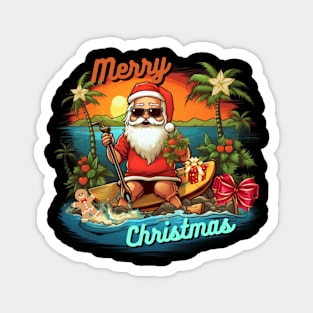 Tropic Merry Christmas, Santa Claus surfer, vacation Magnet