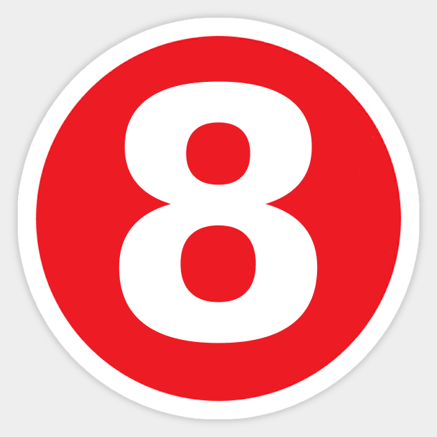 Number 8 Big Red Dot Letters & Numbers - Red - Sticker