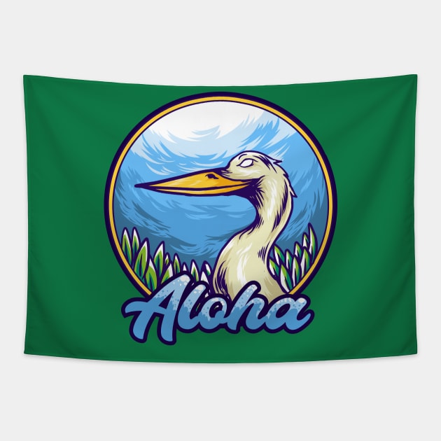 bird aloha illustration Tapestry by Mako Design 