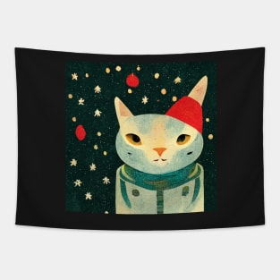 Cat enjoying christmas Tapestry