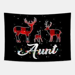 Aunt Reindeer Plaid Pajama Shirt Family Christmas Tapestry