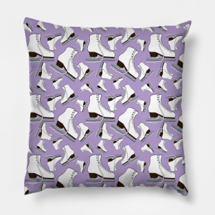 Figure Skates on Purple Rose Background Design Pillow